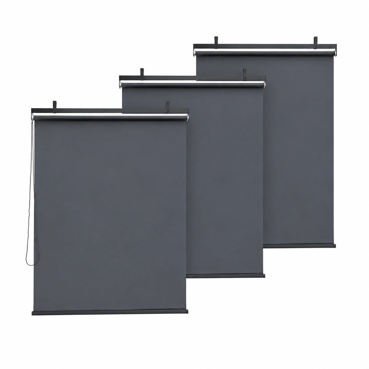 Store extérieur, coloris gris et anthracite, 124 x 225 cm, pour le balcon ou la terrasse