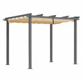 Structure d’ombrage, en aluminium et tissu, coloris beige, pour la terrasse ou le jardin