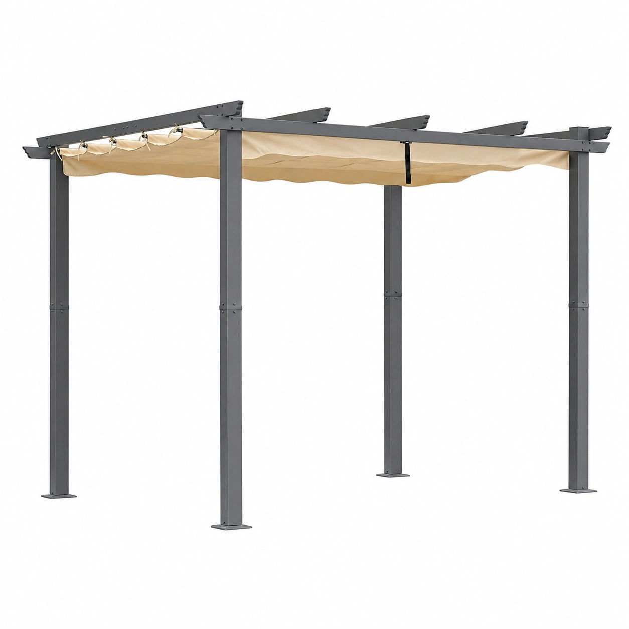 Structure d’ombrage, en aluminium et tissu, coloris beige, pour la terrasse ou le jardin
