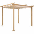 Structure d’ombrage, en aluminium et tissu, coloris beige, pour la terrasse ou le jardin