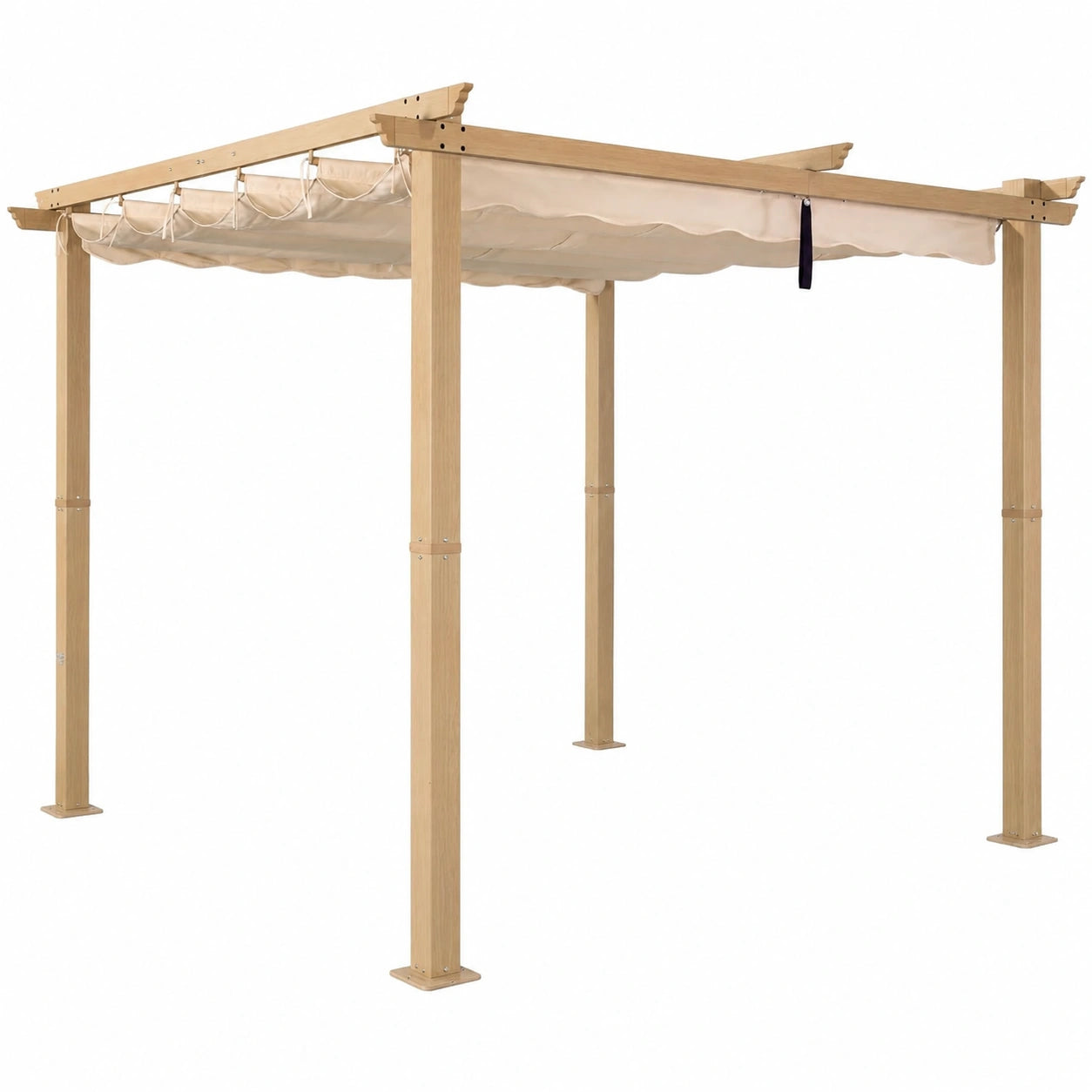 Structure d’ombrage, en aluminium et tissu, coloris beige, pour la terrasse ou le jardin
