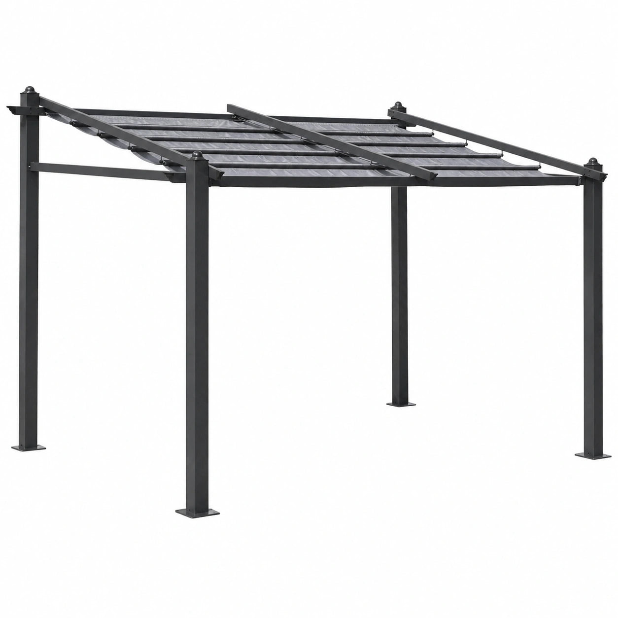 Structure d’ombrage, en aluminium, coloris gris, pour la terrasse ou le jardin
