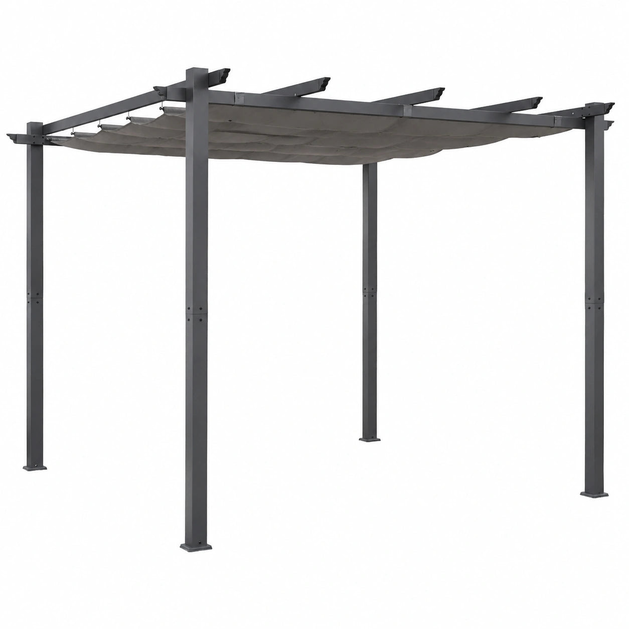 Structure d’ombrage, en aluminium, coloris gris, pour la terrasse ou le jardin