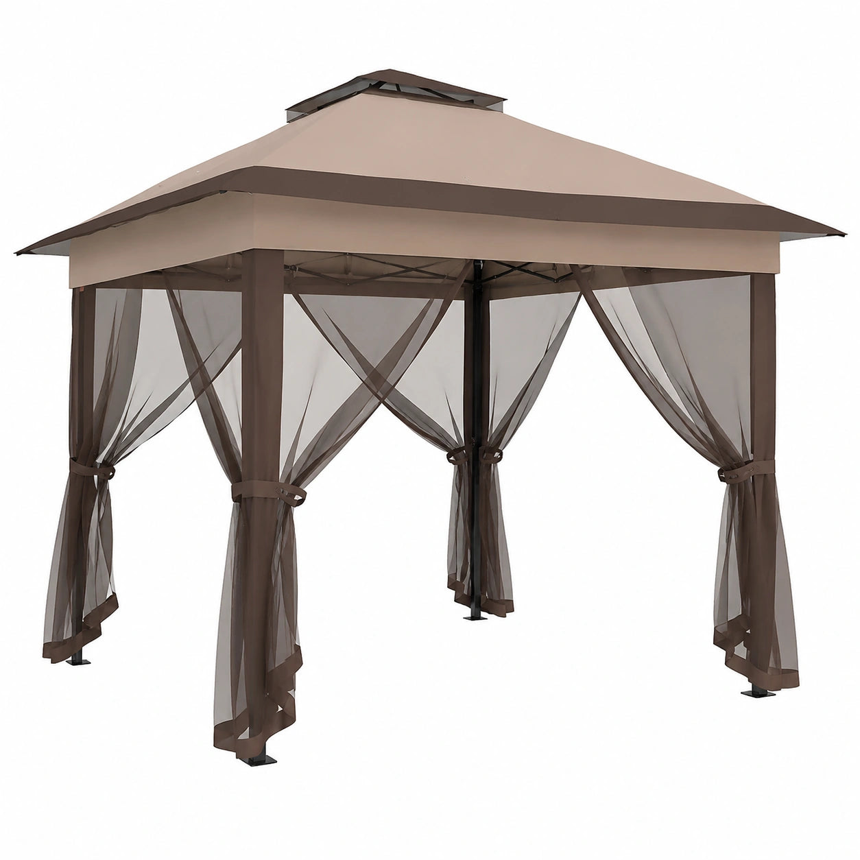 Structure d’ombrage, coloris marron, pour la terrasse ou le jardin
