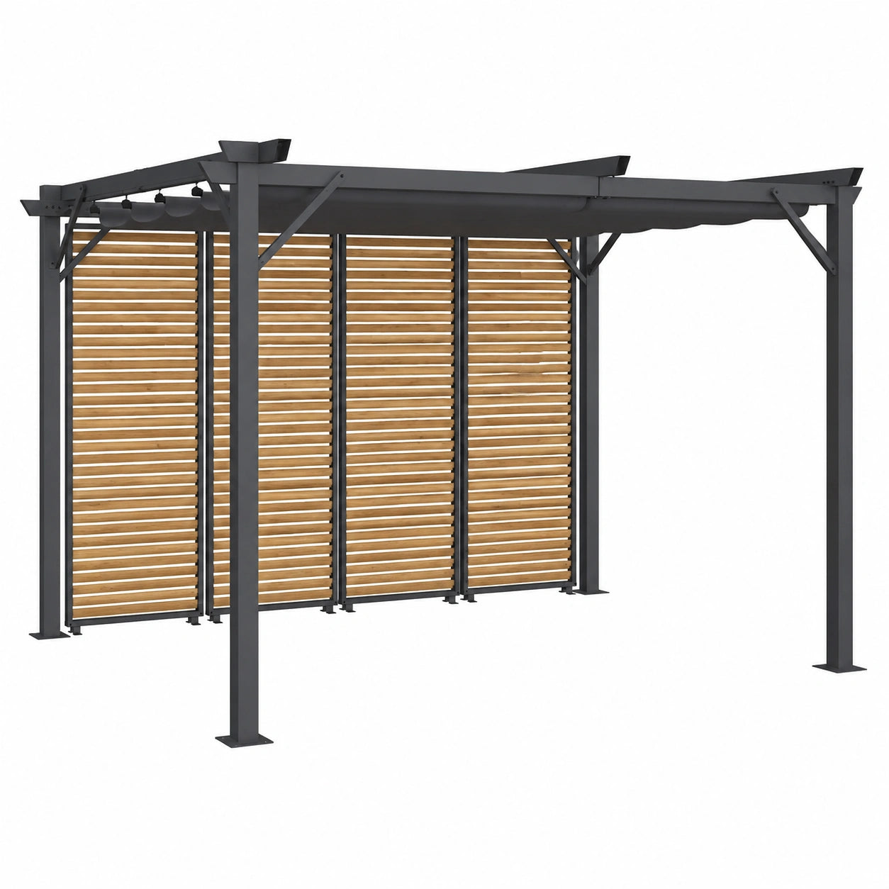 Structure d’ombrage, modulable, coloris gris et anthracite, pour la terrasse ou le jardin